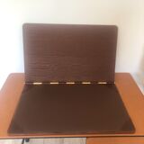 Double brown leather underhand signed Lancel