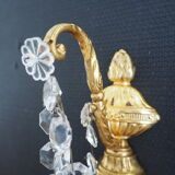 Pair of wall lamps two bronze lights with grapevines and crystal garlands – Louis XV style