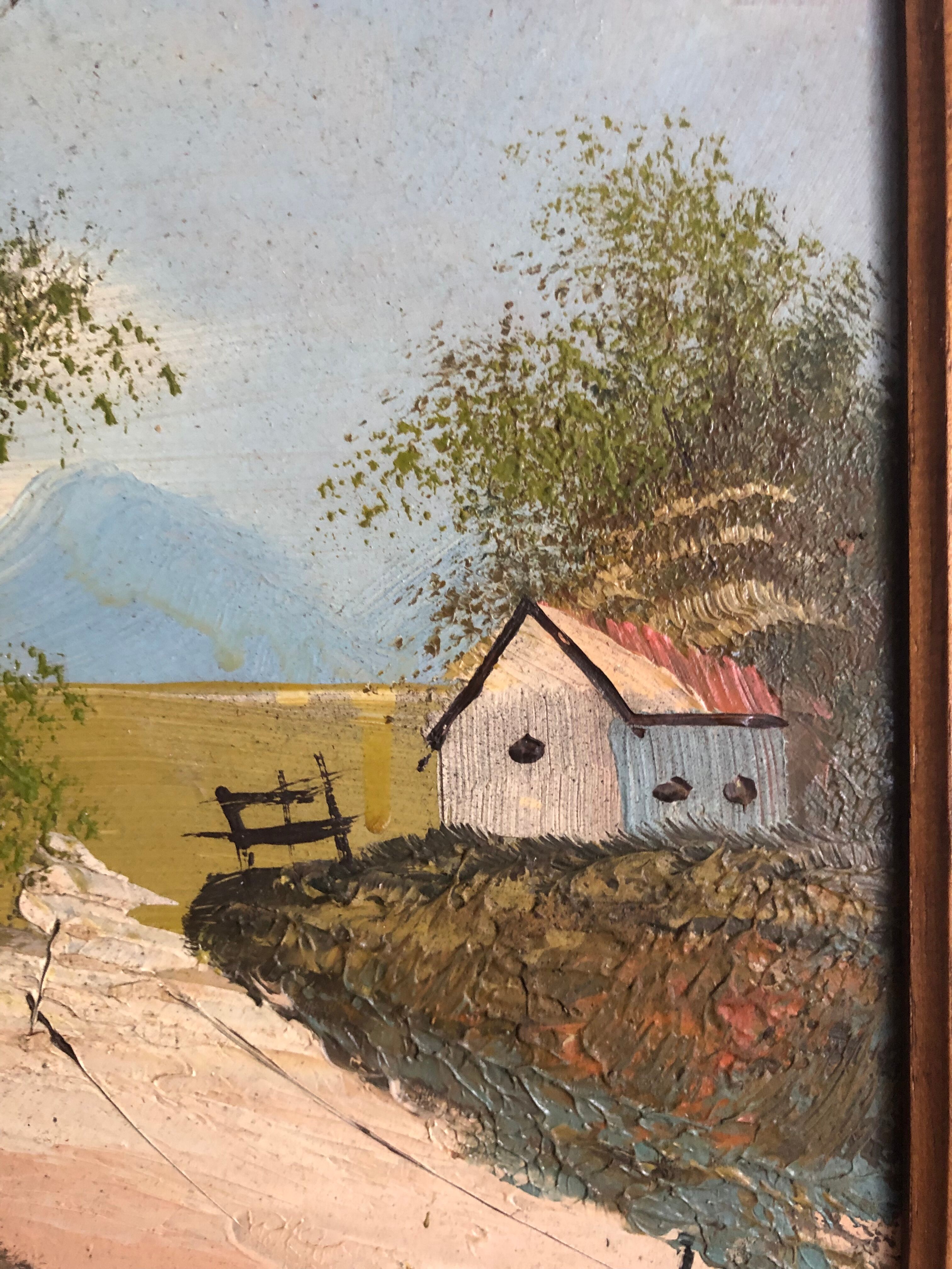 Oil on canvas countryside landscape