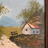 Oil on canvas countryside landscape