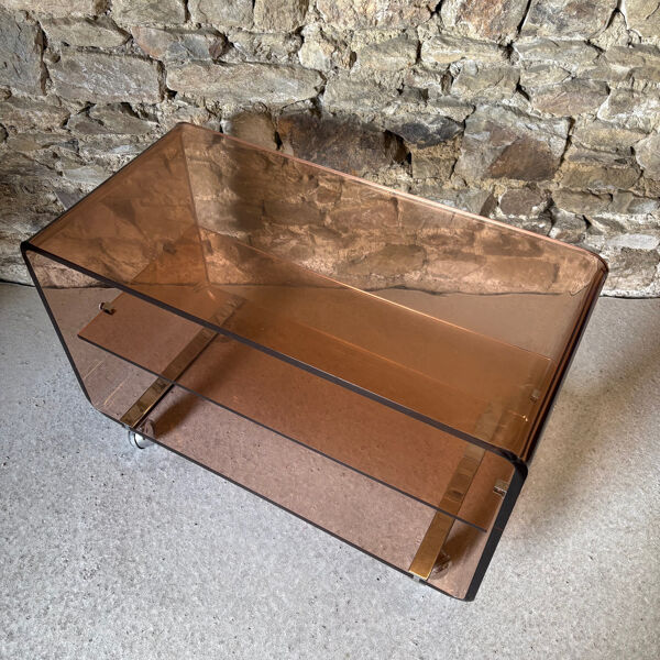 Table basse en Plexiglas fumé par Michel Dumas pour Roche Bobois, 1970