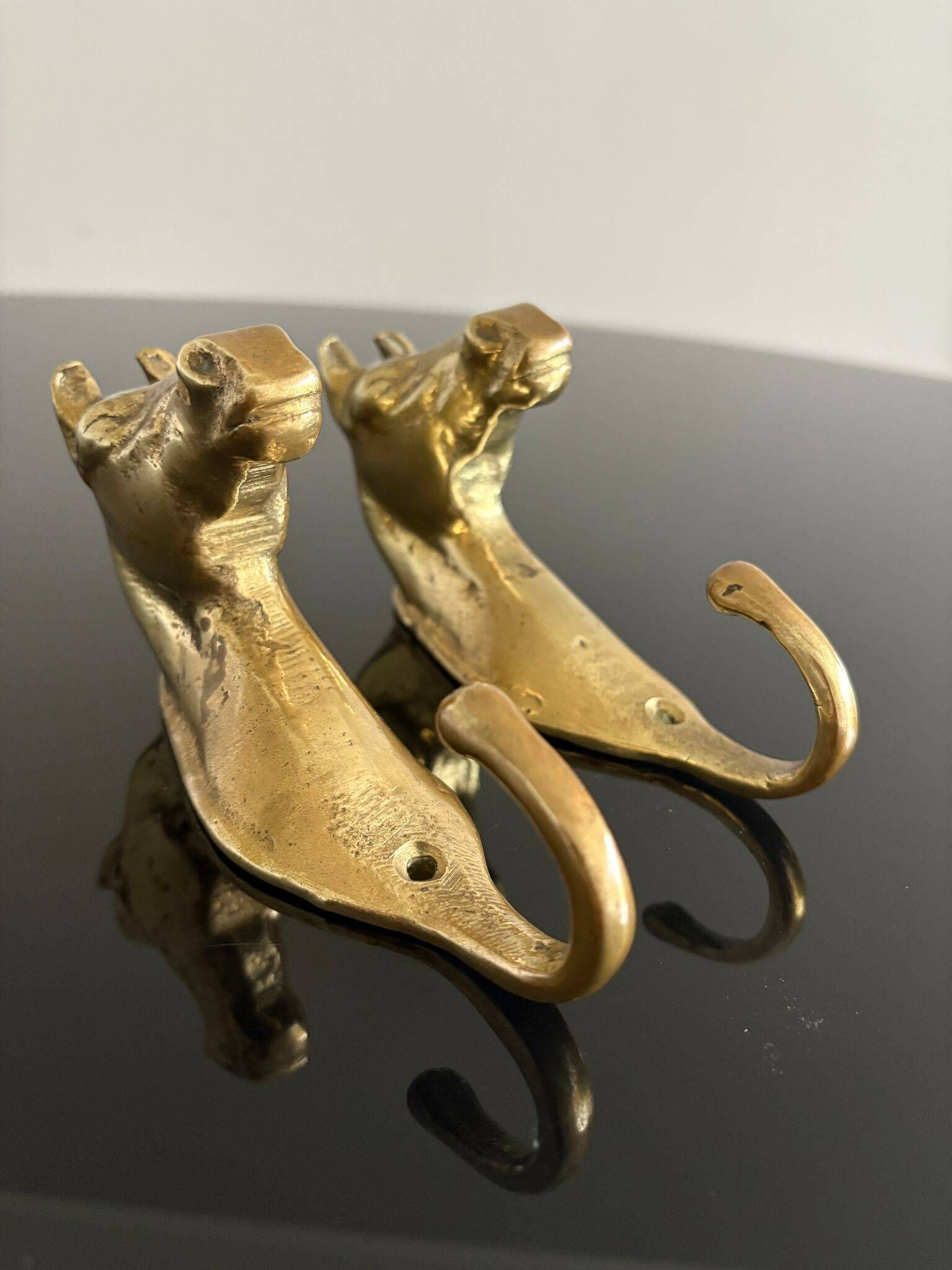 Pair of bronze coat hooks - Italy, 1950s