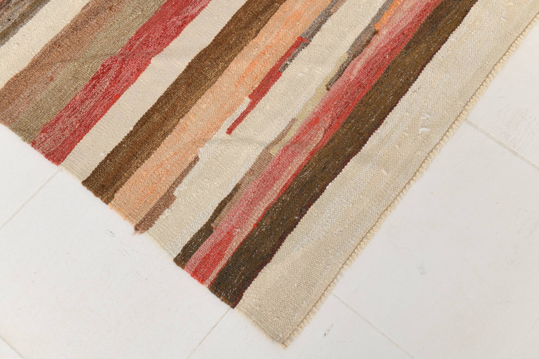 Caramel Brown %100 Wool Handmade Kilim Rug, 293x386 Cm