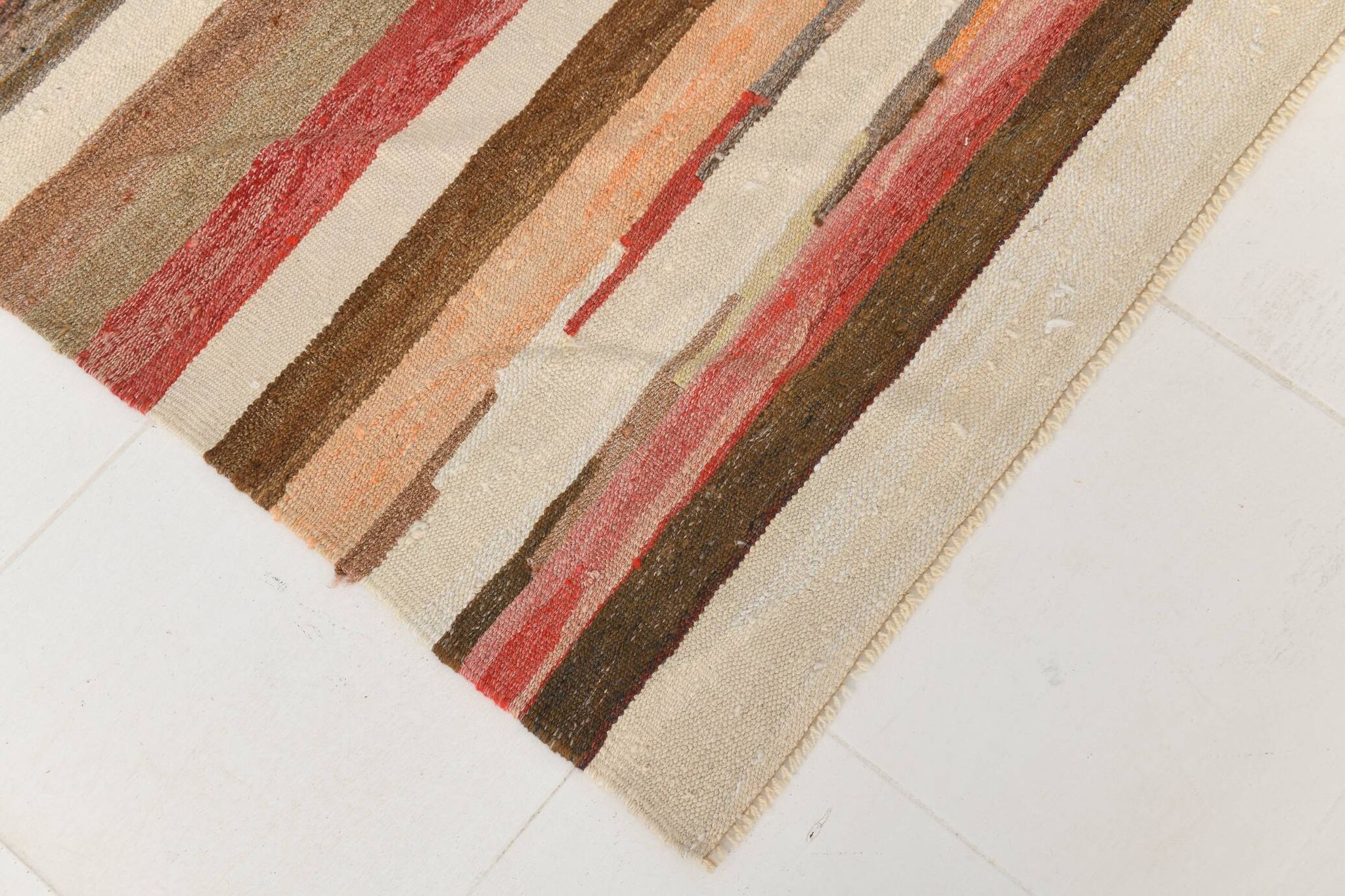 Caramel Brown %100 Wool Handmade Kilim Rug, 293x386 Cm