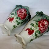 Vase art new pair KG Lunéville gilding decoration flower pink soliflore tulip tree