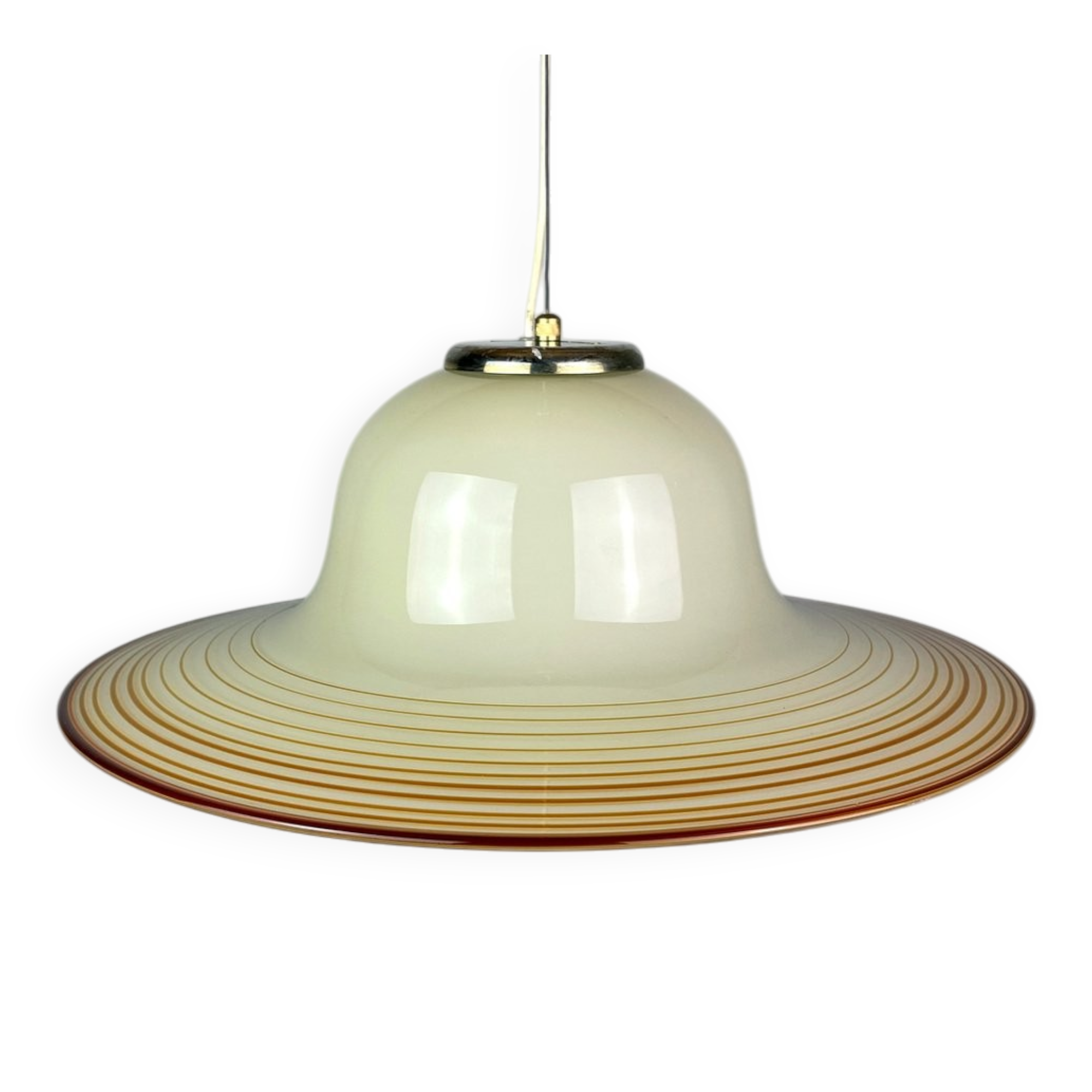 Beige suspended glass lamp Murano mid-century by De Majo, Venice, Italy, 1970s.