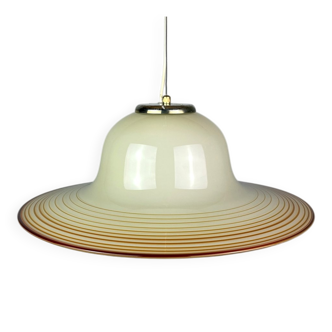 Beige suspended glass lamp Murano mid-century by De Majo, Venice, Italy, 1970s.