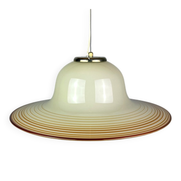 Beige suspended glass lamp Murano mid-century by De Majo, Venice, Italy, 1970s.
