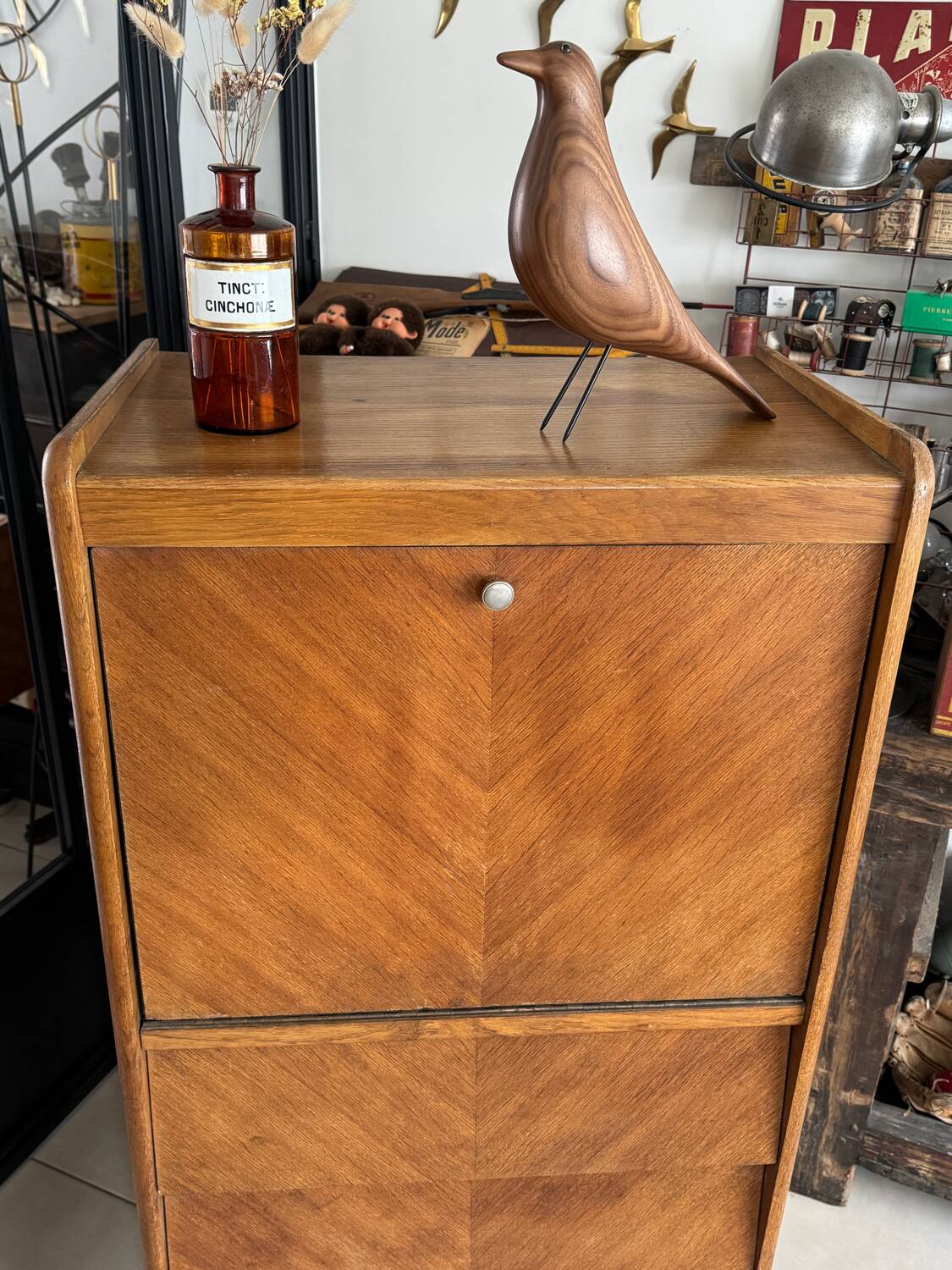 Vintage wooden secretary desk from the 50s