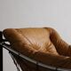 Fauteuil Amazonas avec repose-pieds en cuir cognac par Jean Gillon Brésil
