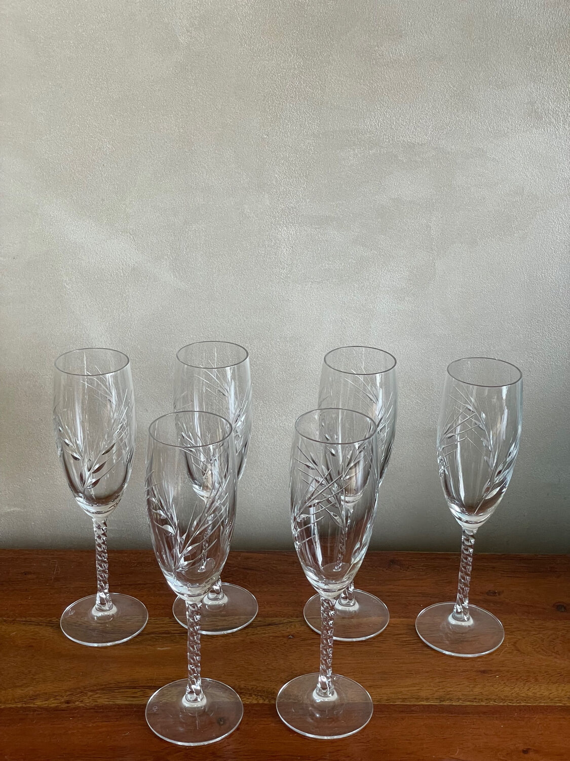 6 flutes decoration ear of wheat in crystal