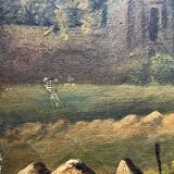 Tableau ancien paysage sur toile, XIX Siècle