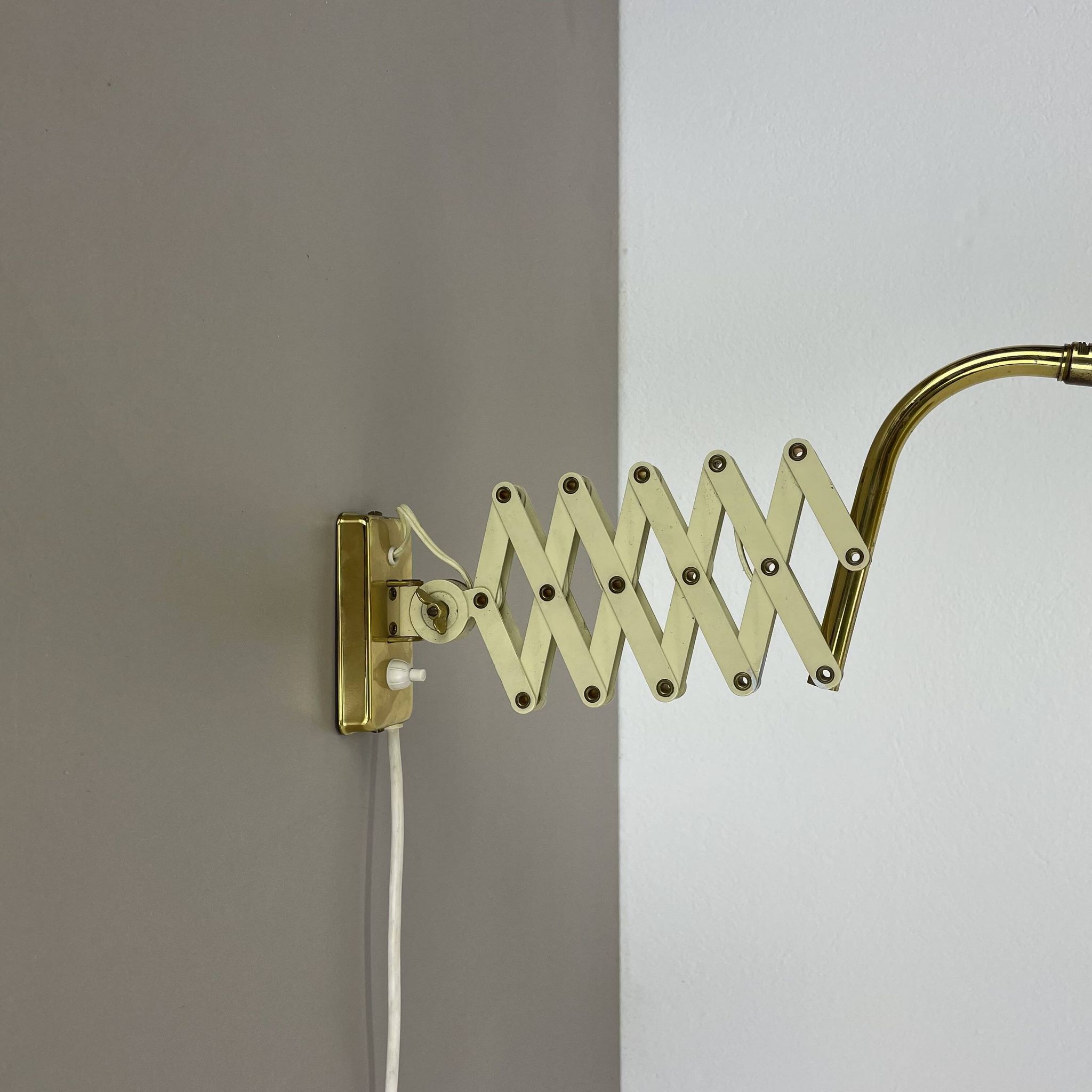 Original brass and metal scissors wall light by SIS Leuchten, Germany, 1950s.