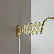 Original brass and metal scissors wall light by SIS Leuchten, Germany, 1950s.