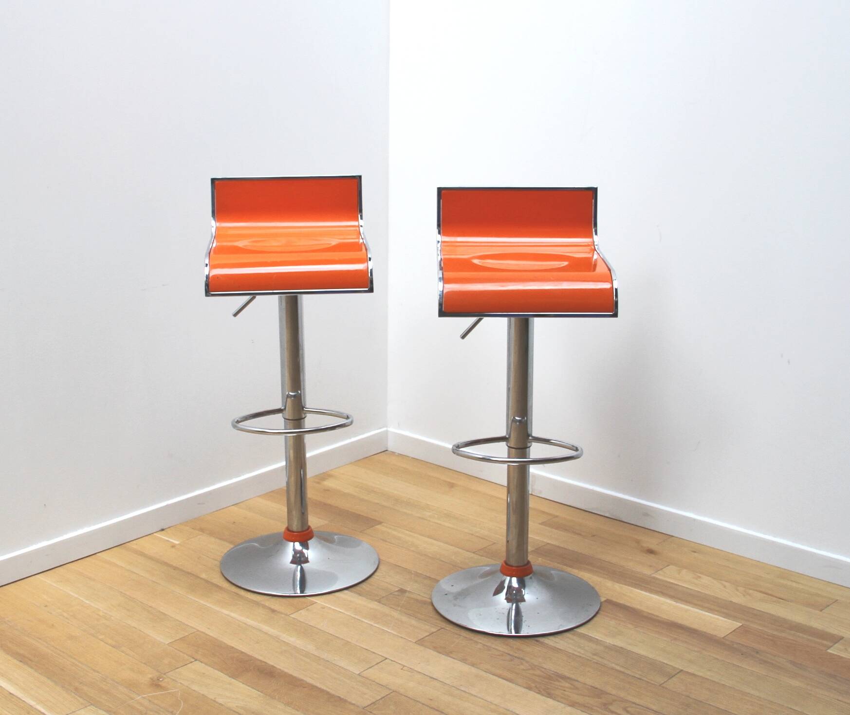 Pair of bar stools, industrial