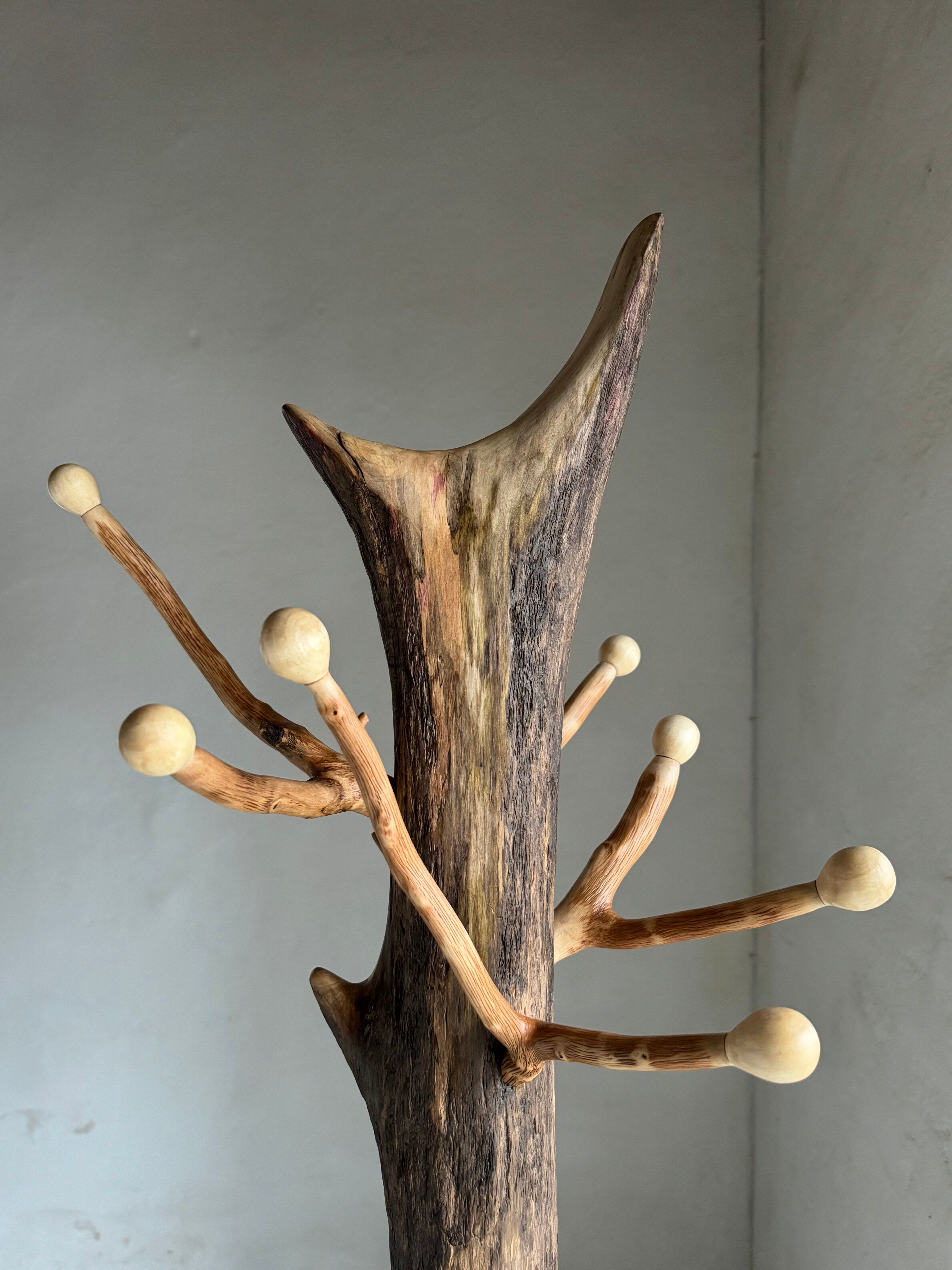 Standing Coat Rack with Hazel Branch Hooks
