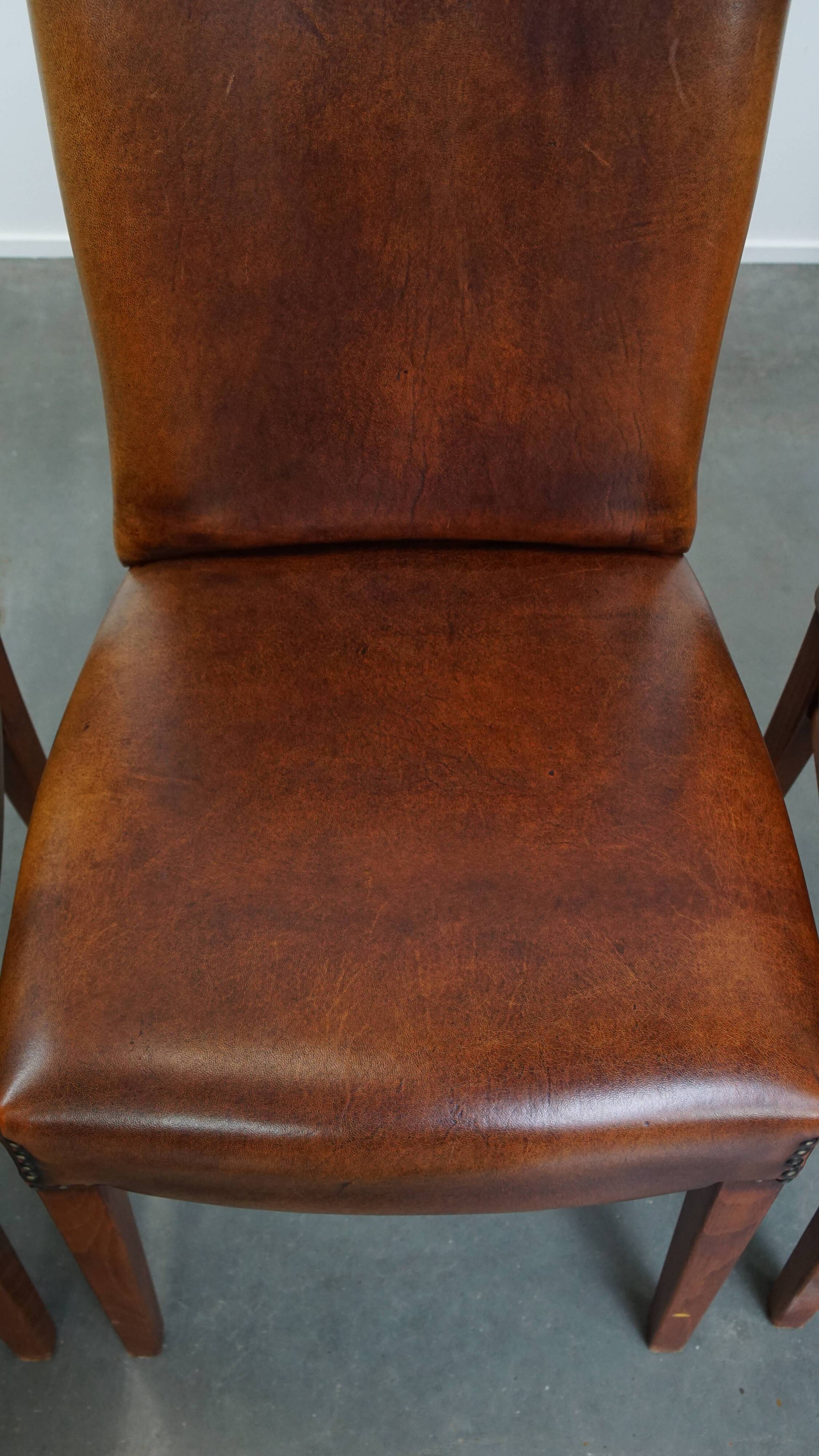 Set of 4 Sheepskin Leather Dining Chairs