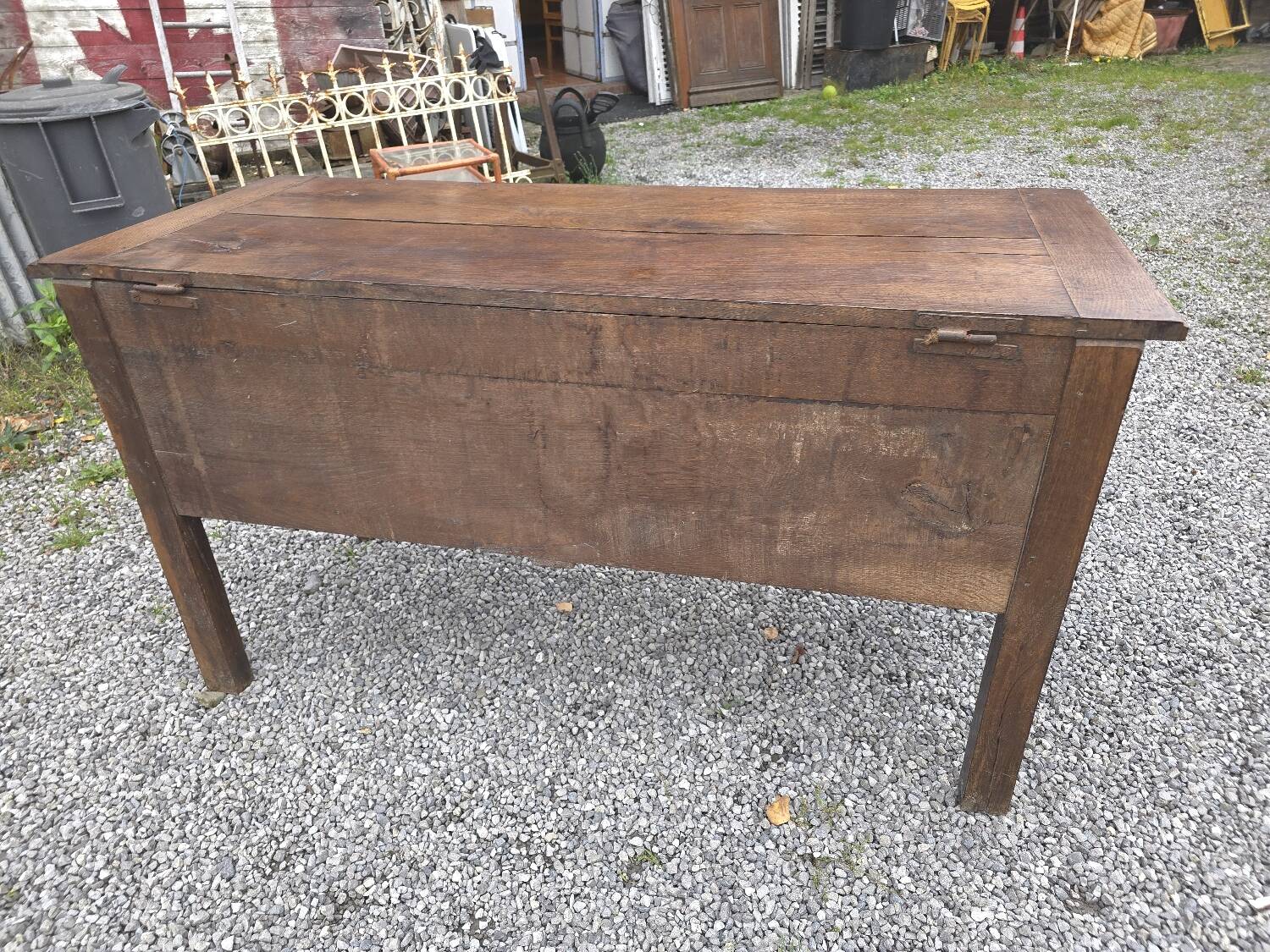Antique chest, oak kneading trough
