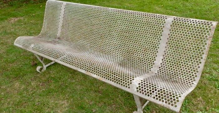 White metal garden or park bench