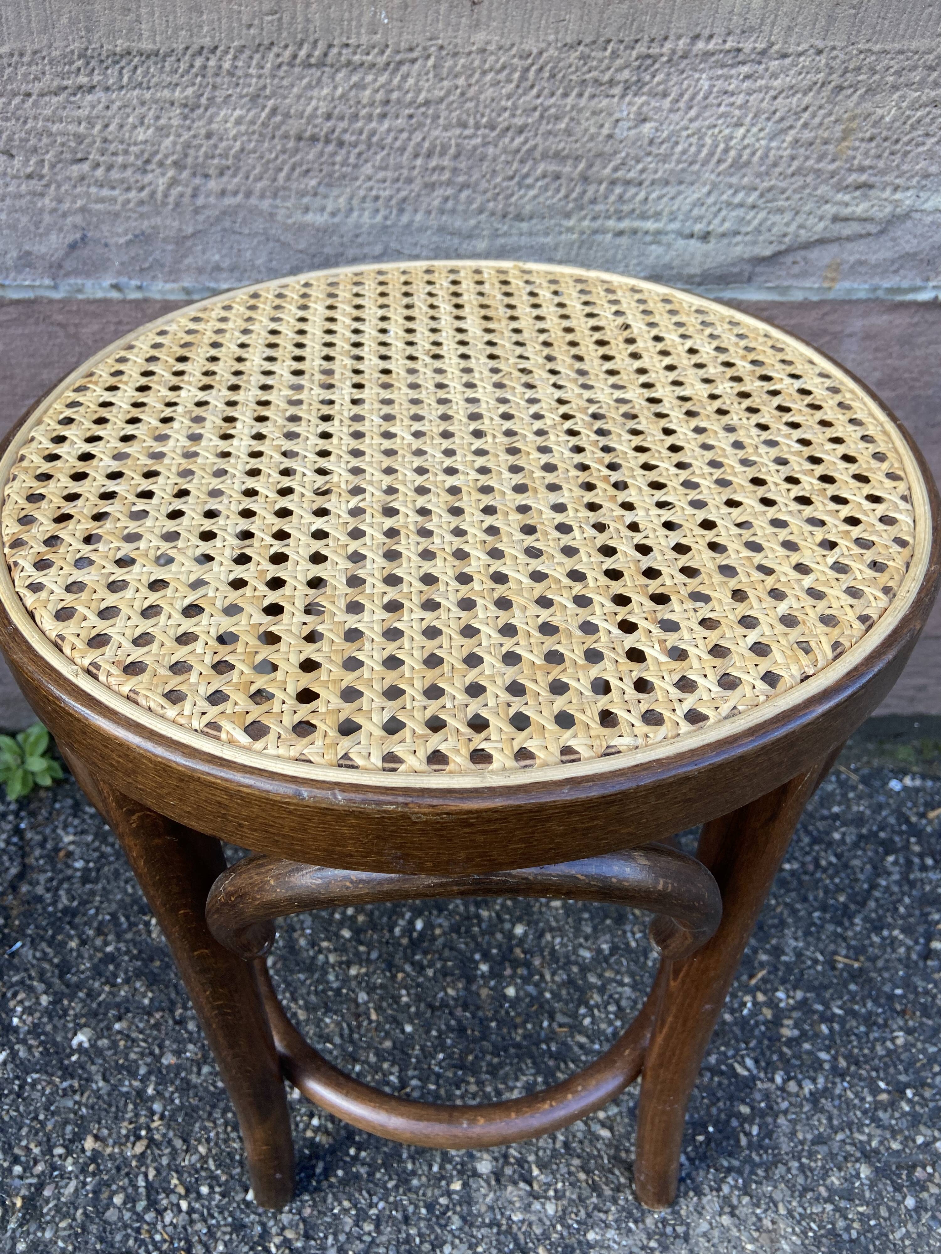 Viennese bentwood and cane stool 1950