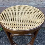 Tabouret viennois en bois courbé et cannage 1950
