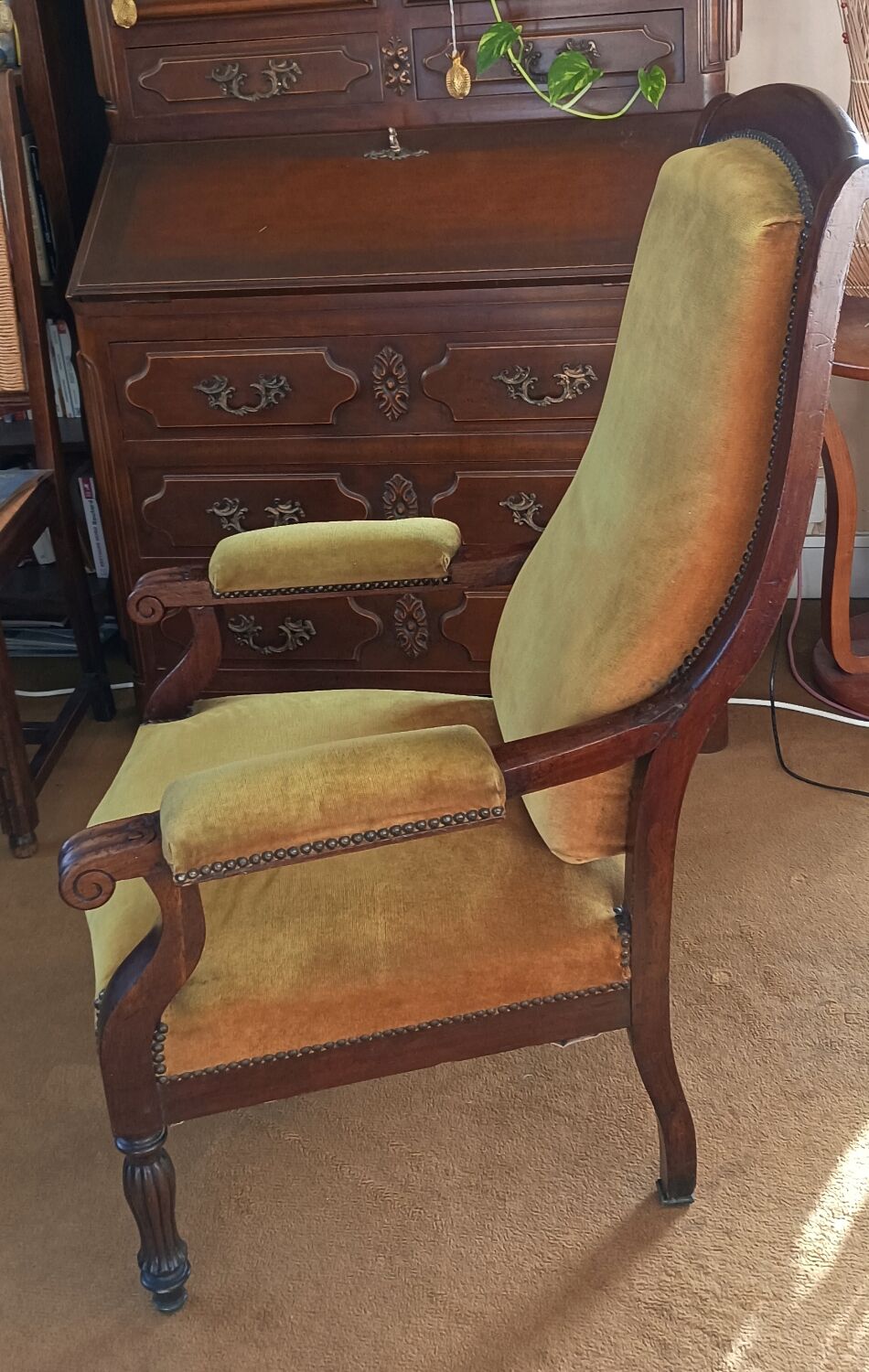 Ochre Voltaire armchair