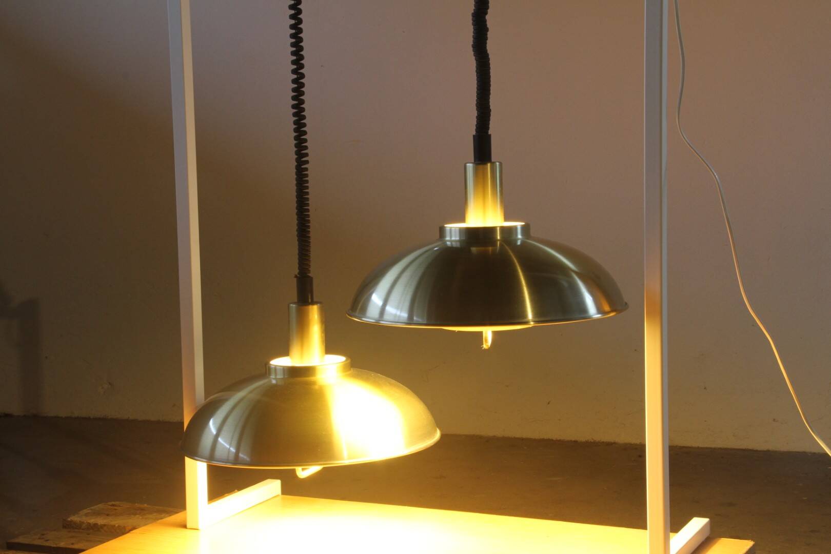 Danish pair of brass colour ceiling lamps attributed to the company Frandsen 1