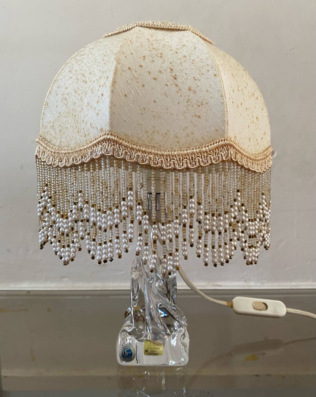 Antique Baccarat Crystal Twisted Bedside Lamp