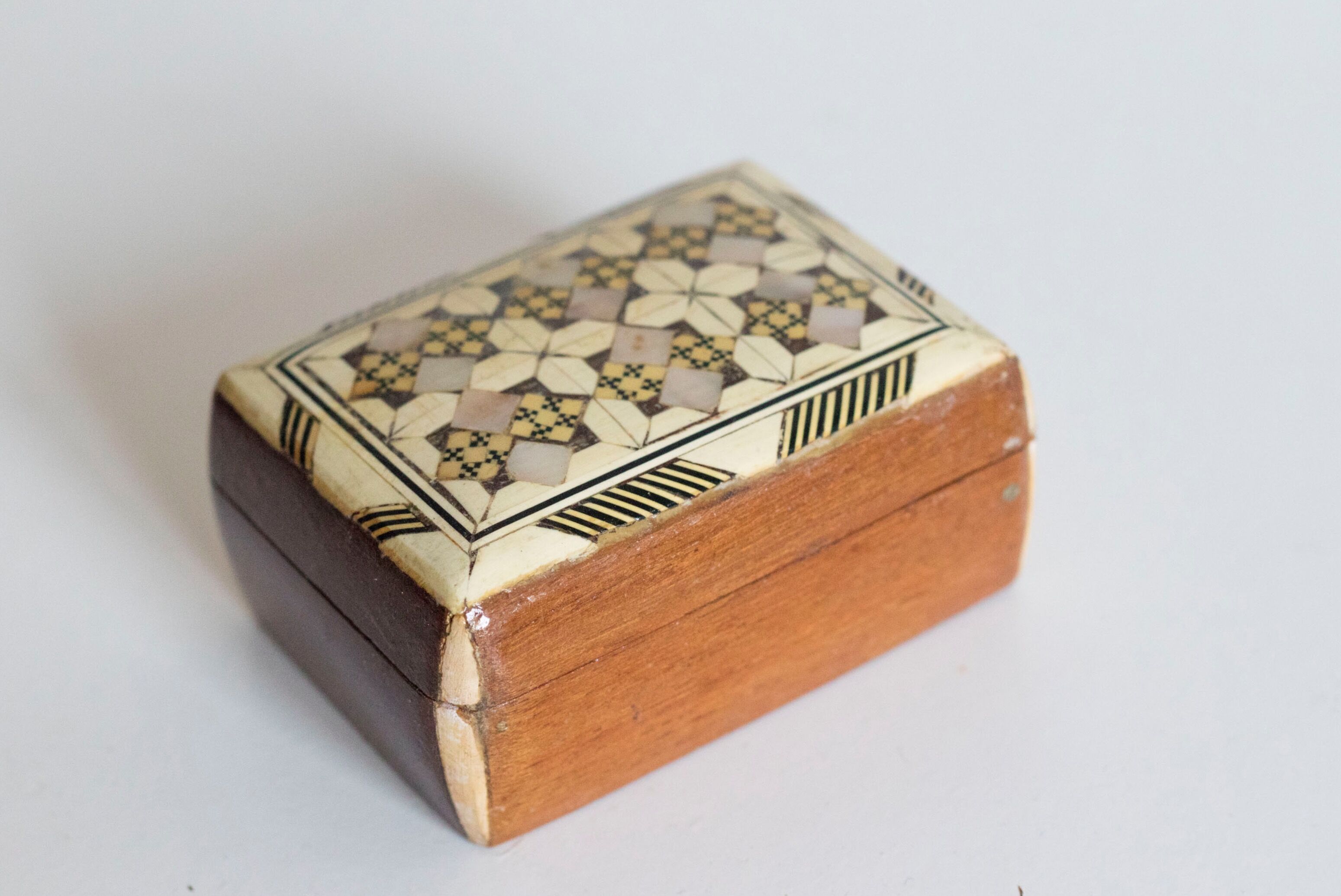 Old wooden box and mother-of-pearl
