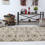 Dark gray & beige vintage rug, 206x102 cm
