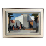 Original Mid Century Swedish Oil On Canvas – Southern City Scene By Stig Wernheden – Vintage & Framed – 62 × 86 Cm (24.4" × 33.9")