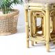 Set of 3 hexagonal nesting tables in bamboo and cream raffia, vintage 1960s style.
