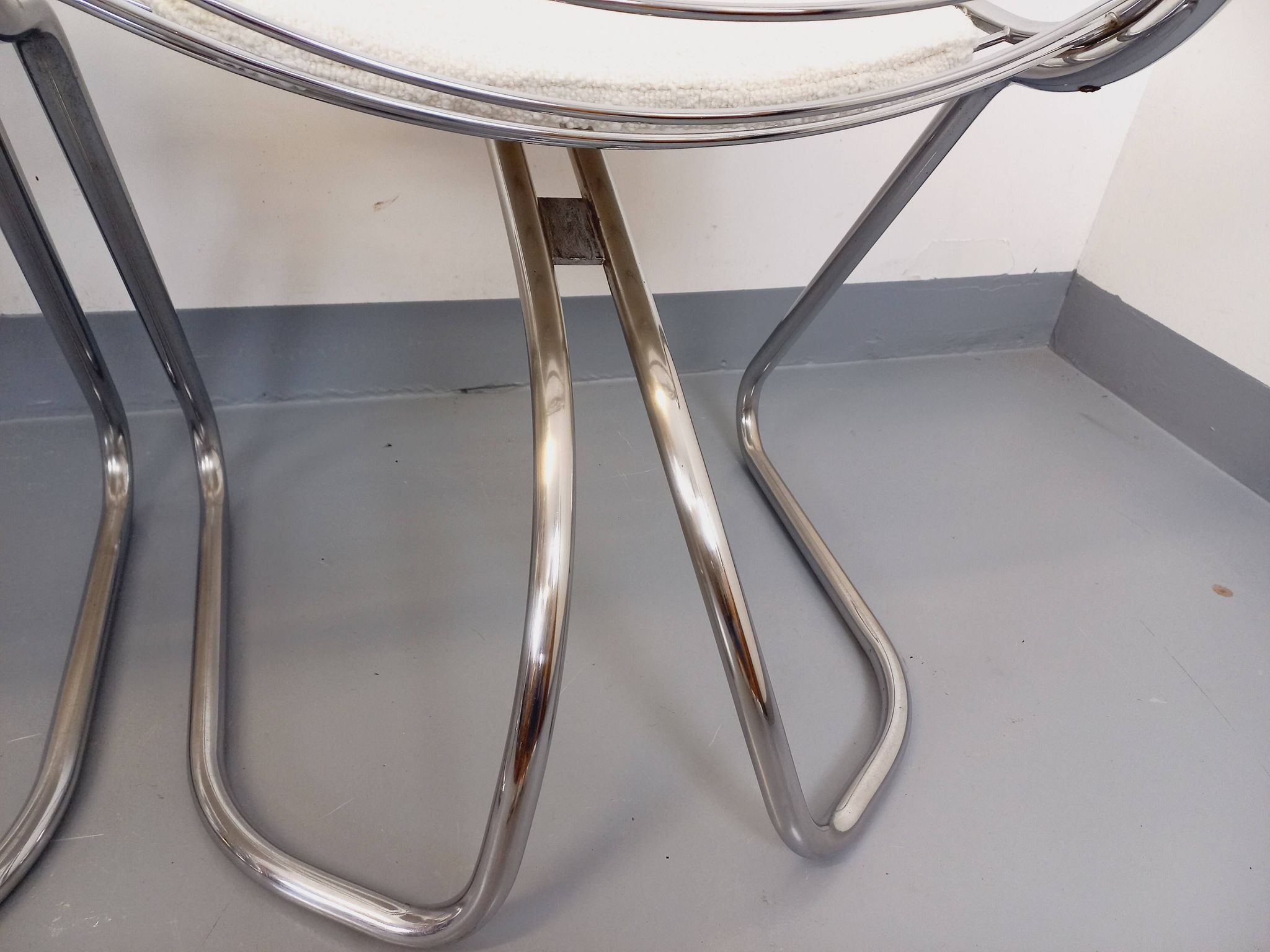 Set of 4 vintage Italian Gastone Rinaldi style chairs in chrome metal