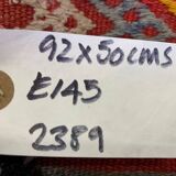 Vintage Turkish Mini Kilim 92x50 cm Wool Small Kelim Runner, shabby Chic