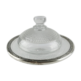 Beurrier couvert rond en cristal et argent
