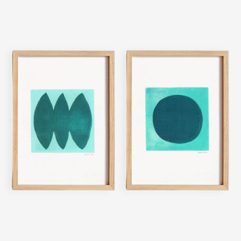 Duo of abstract paintings - M300 and H246 - signed eEawy