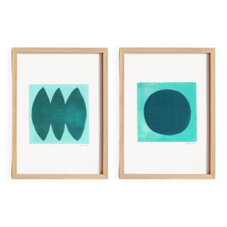 Duo of abstract paintings - M300 and H246 - signed eEawy
