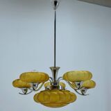 Lustre art déco en chrome et verre, 1930s
