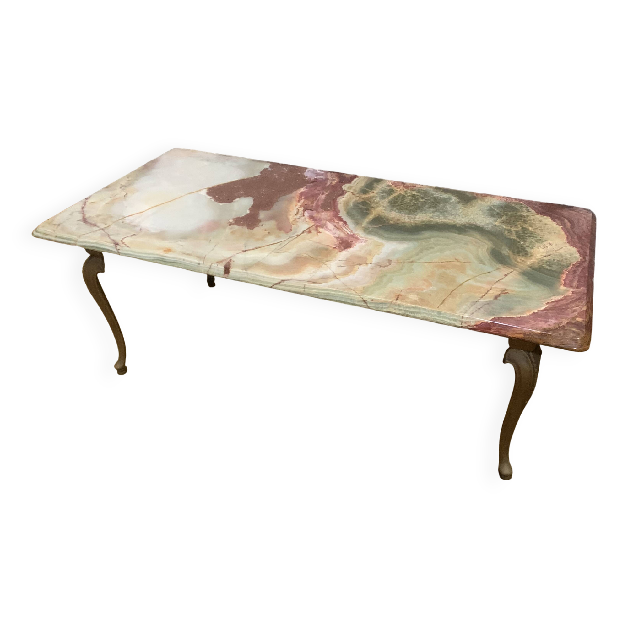 Table basse années 60 marbre/laiton