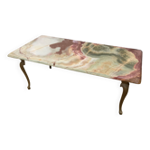 Table basse années 60 marbre/laiton