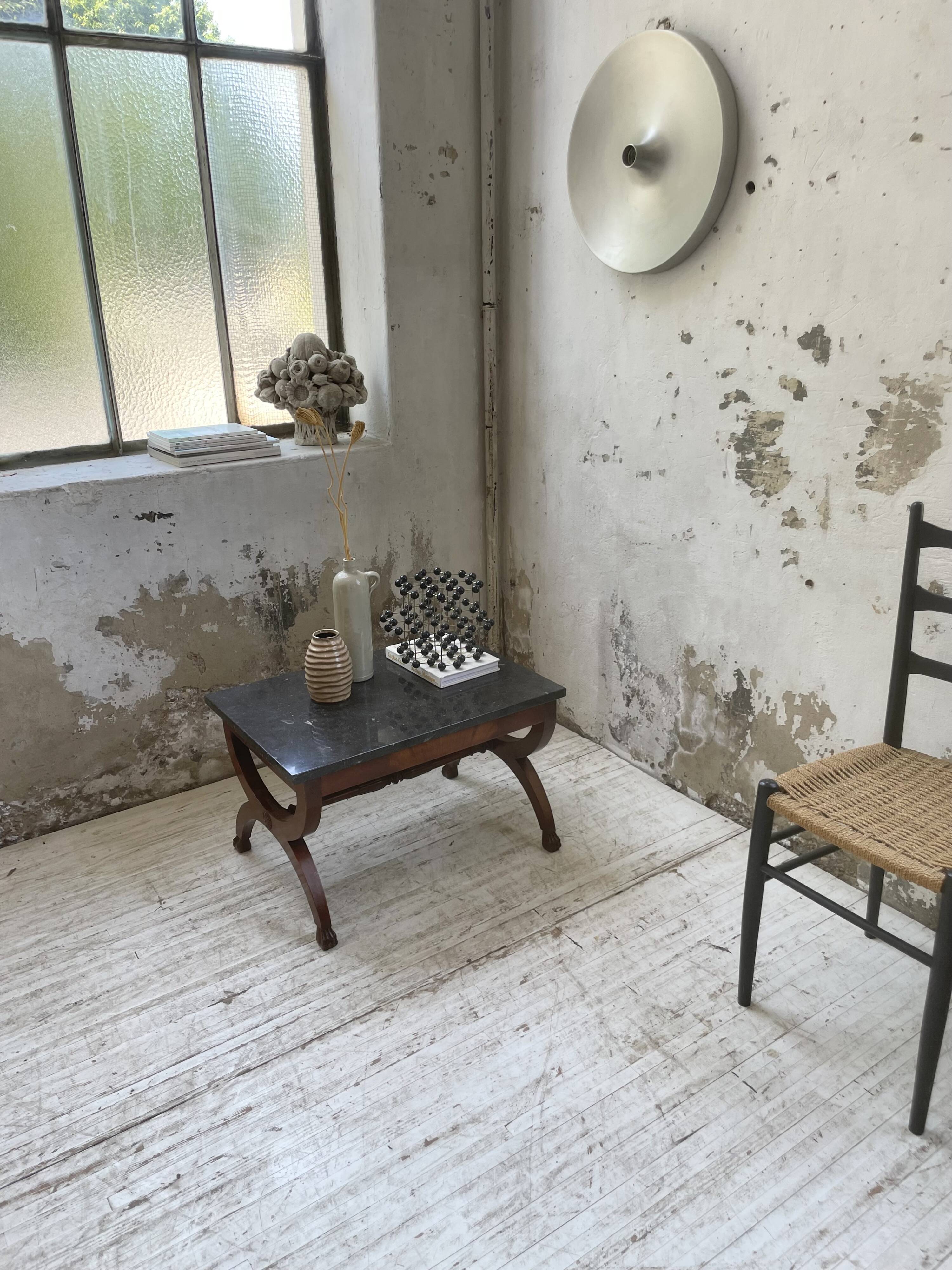 Empire style marble and mahogany coffee table