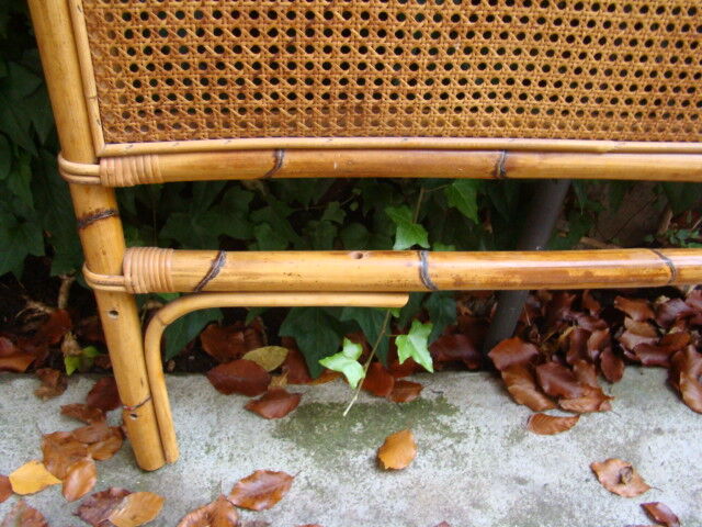 Old rattan wicker headboard