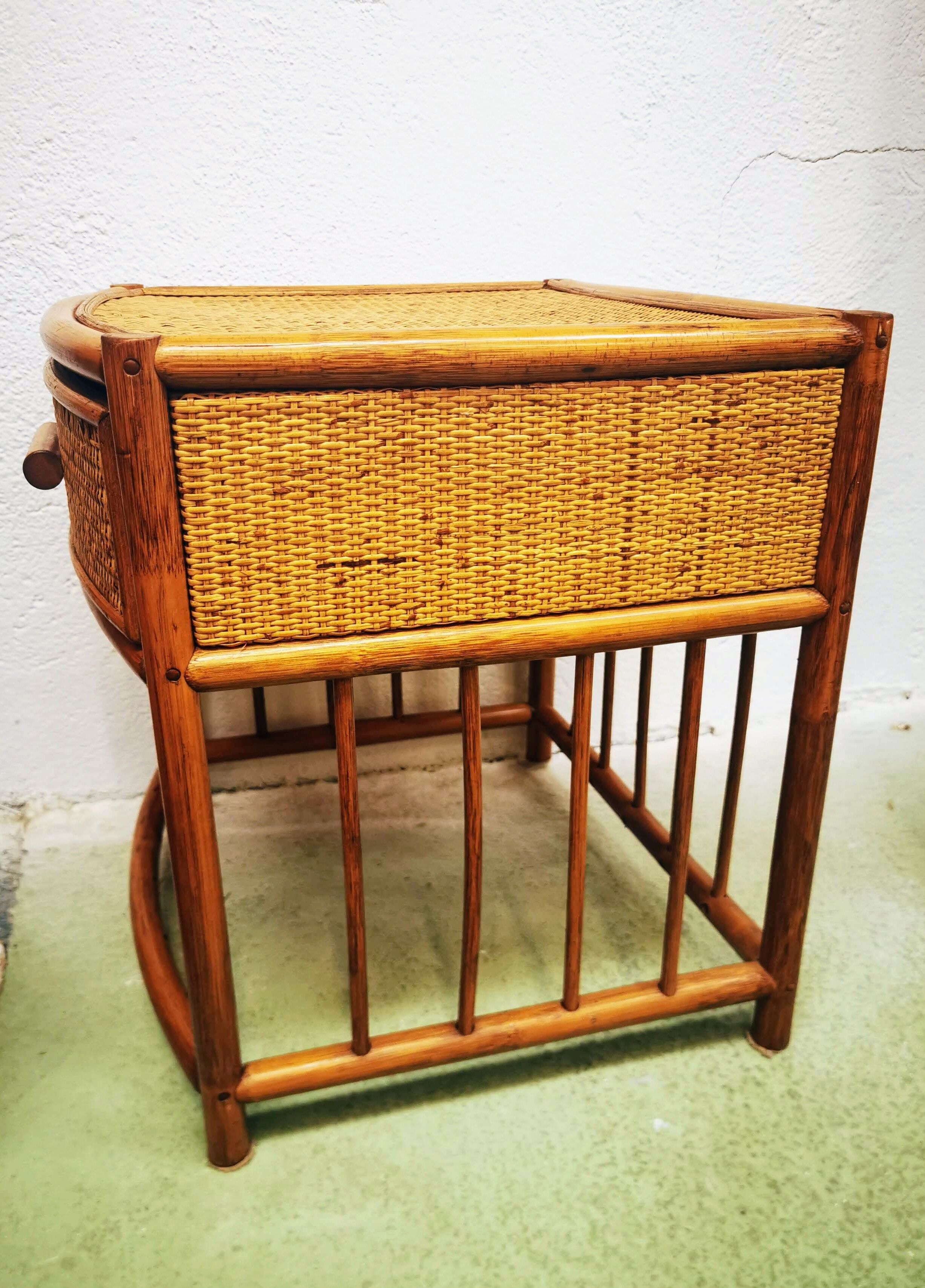 Vintage rattan bedside