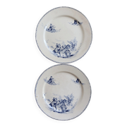 Antique flat plate Creil and Montereau Téniers service - Ironstone