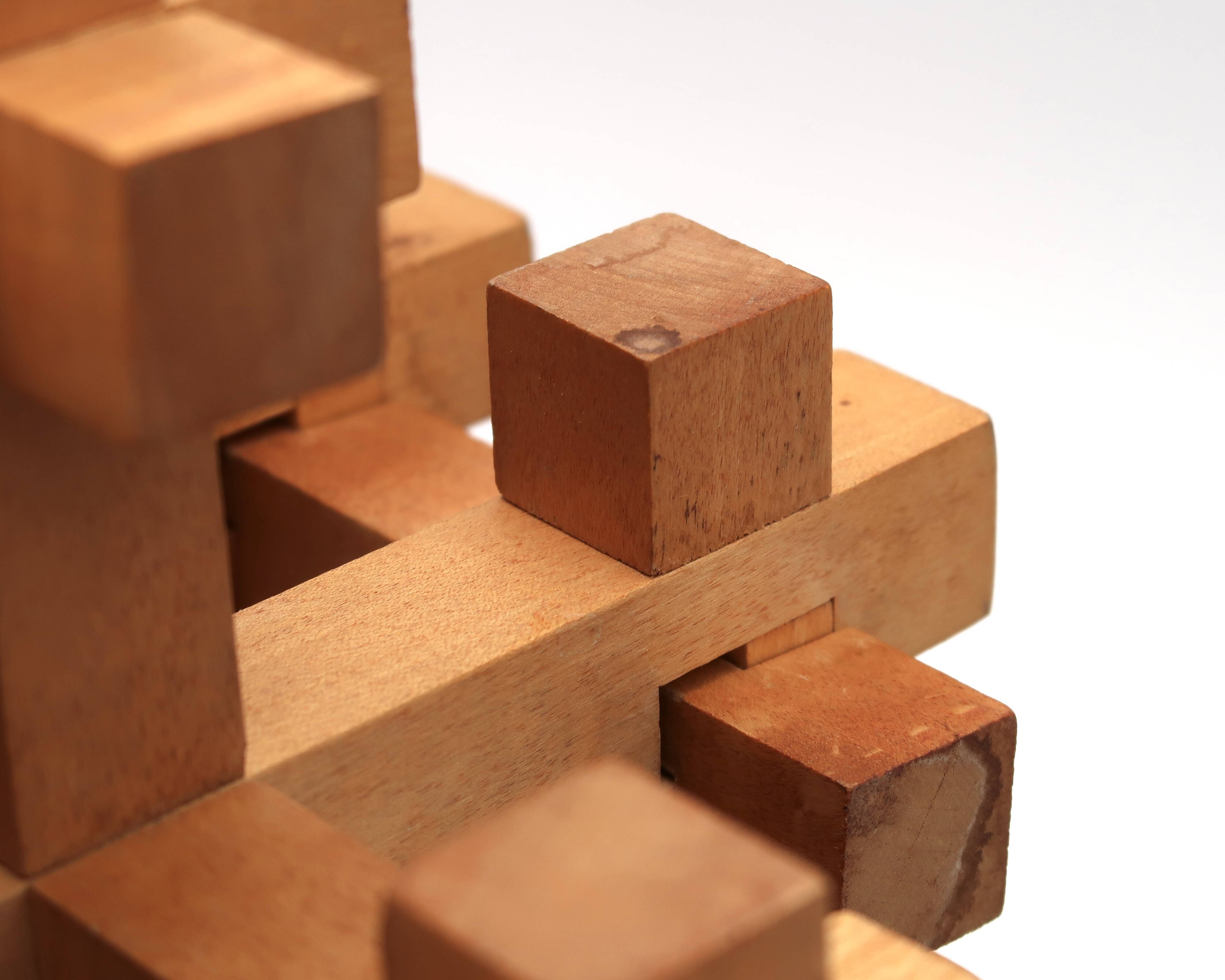 Japanese wooden puzzle sculpture by Sori Yanagi for Kumiki from the 1970s.