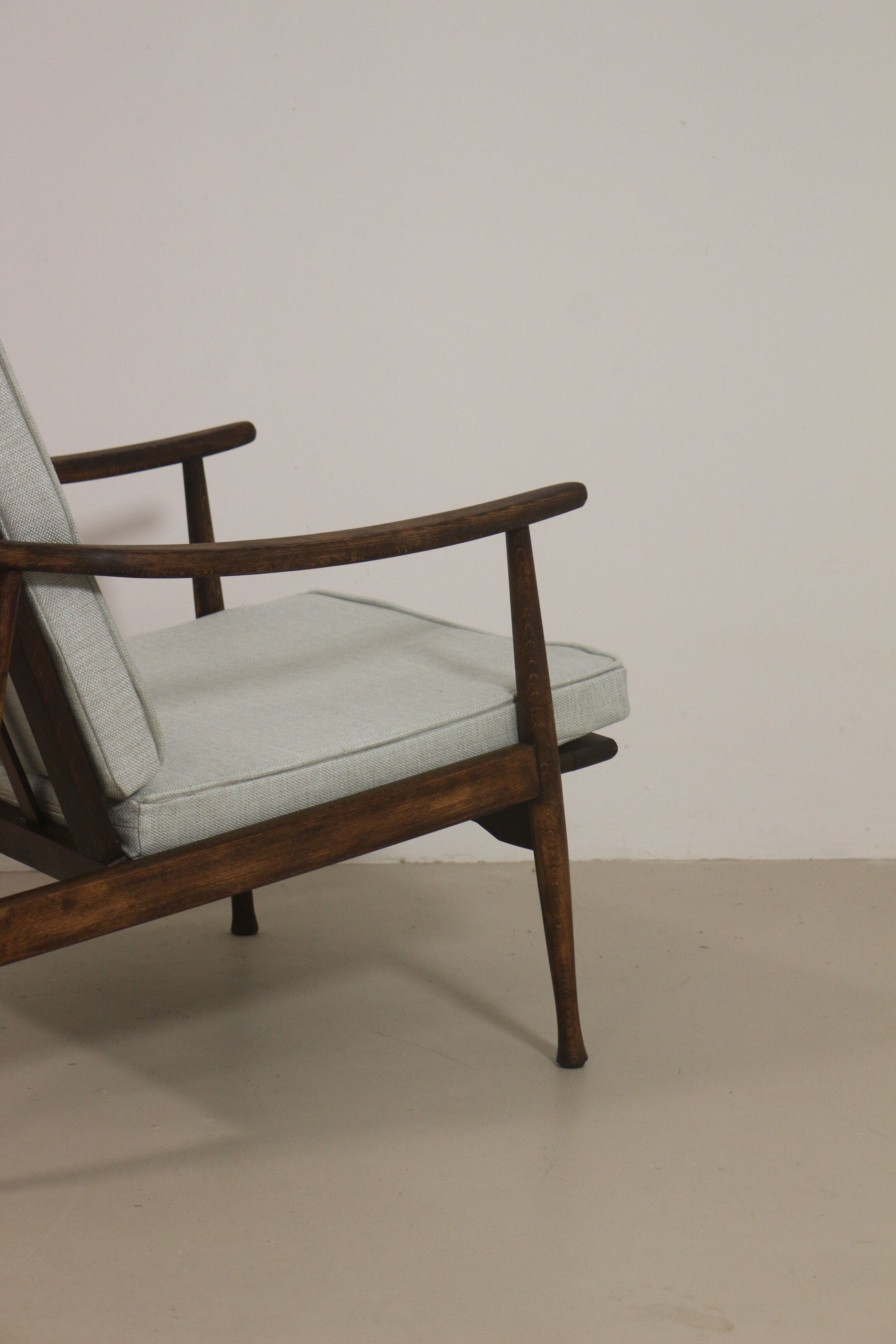 Scandinavian armchair 1960 curved armrests