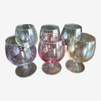 Set of 6 glasses with cognac or harlequin liqueur