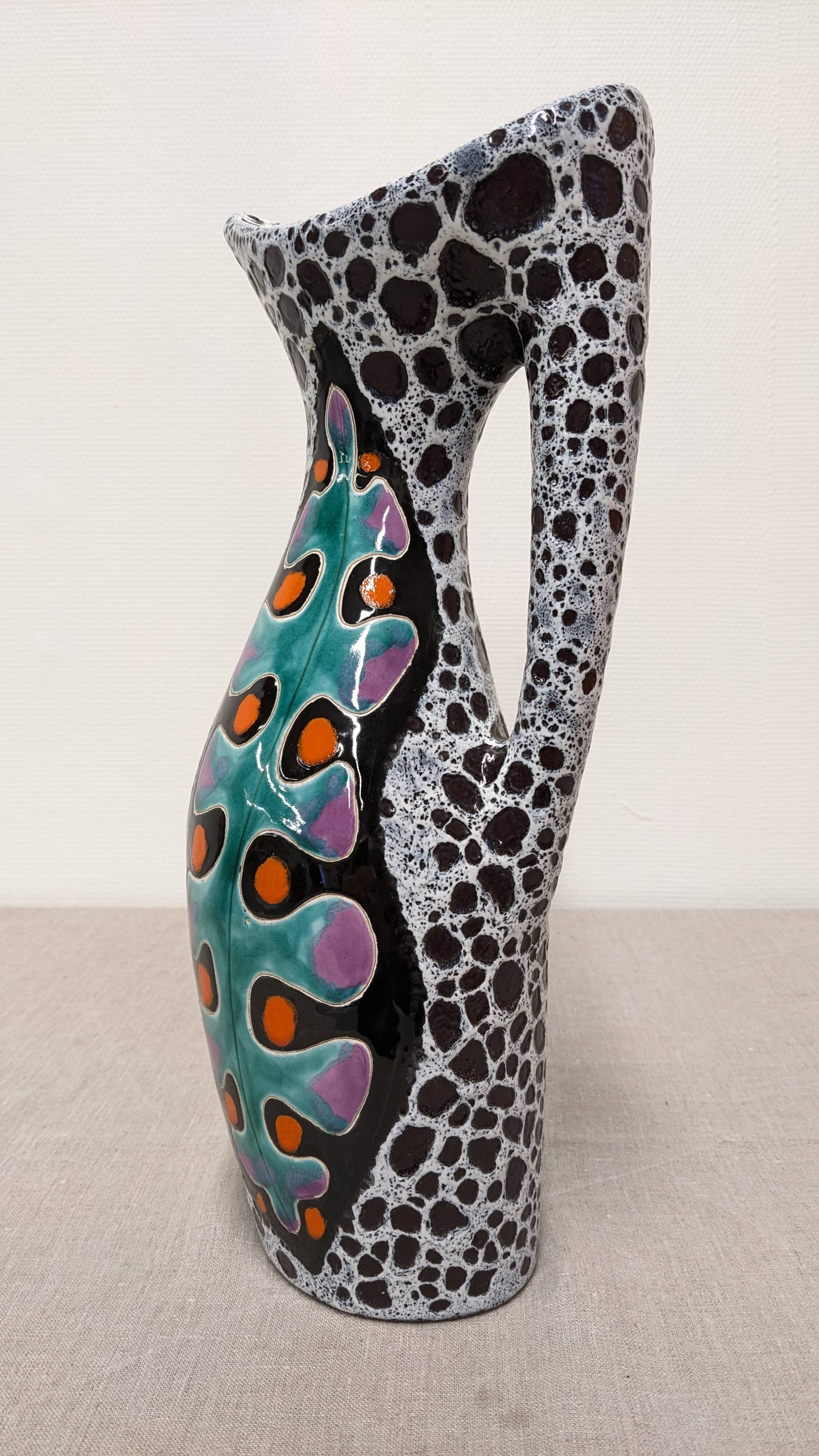 Ceramic vase by Marino Le Vaucour in Vallauris, France, circa 1960.