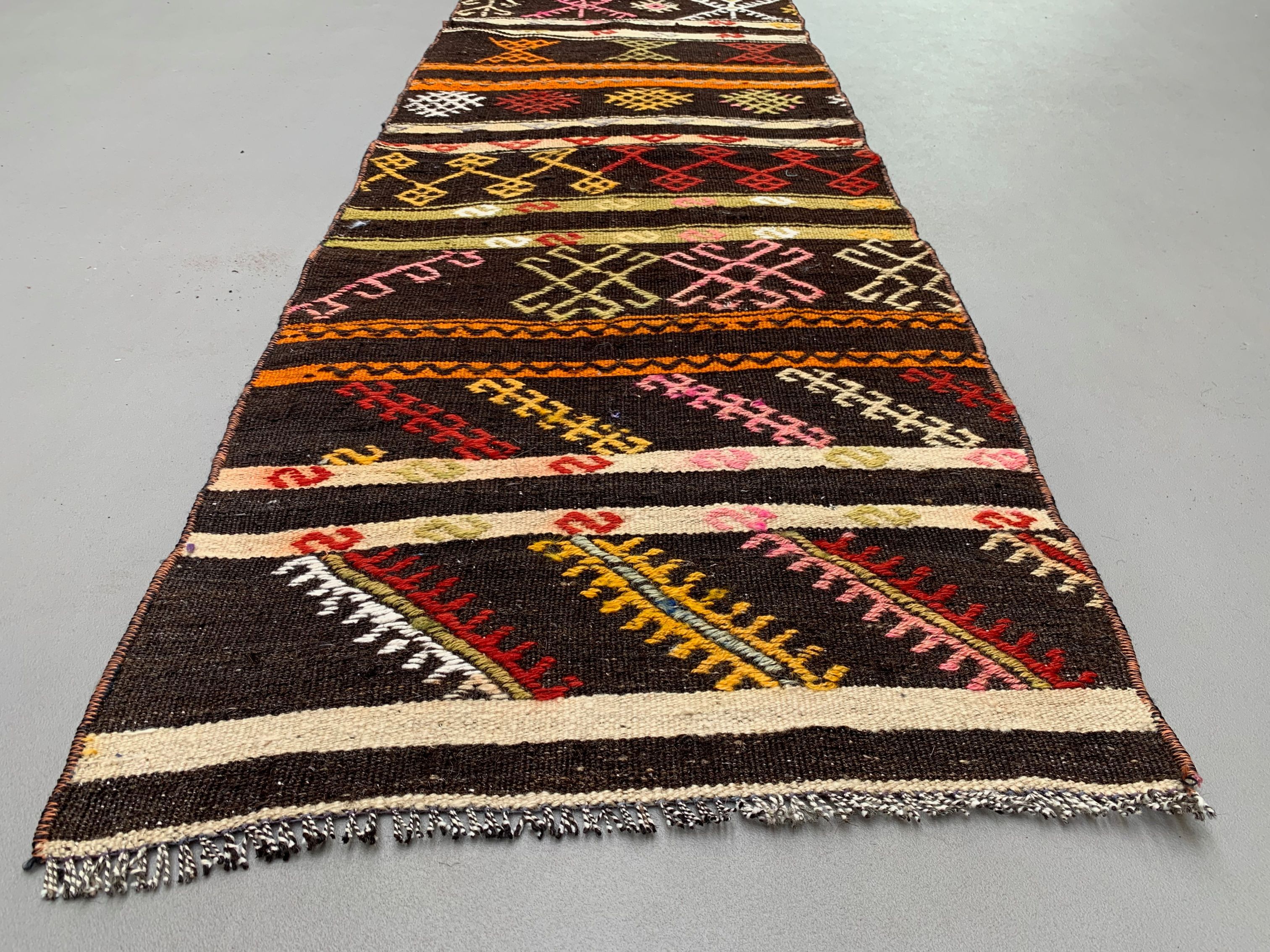 Old Turkish narrow Kilim Runner 300x51 cm shabby chic, vintage kelim