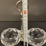 Salière double en cristal taillé signée Baccarat avec monture en métal